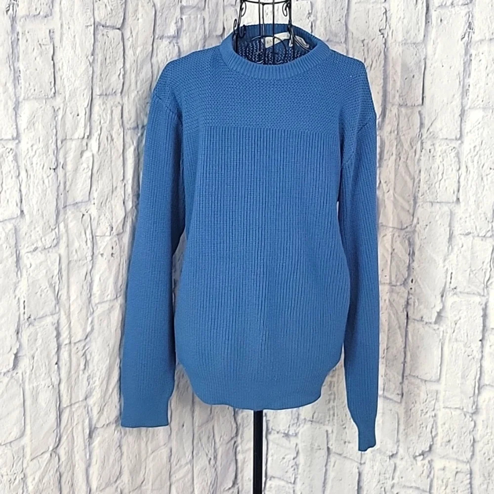 DRAWBRIDGE Blue Crew Neck Sweater Large